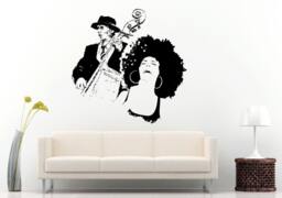 Jazz Sax Saxophone Instrument Tool Band Musical Genre Woman Man Vocalist Microphone Wall Decal Vinyl Sticker Mural Room Decor L1149 - thumbnail 1