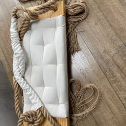 Light Oak Swing With Cream Cushion Indoor/Outdoor Kids & Adults - thumbnail 3