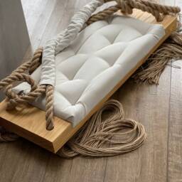 Light Oak Swing With Cream Cushion Indoor/Outdoor Kids & Adults - thumbnail 2