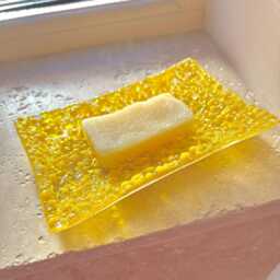 Fused Glass Yellow Soap Dish - thumbnail 2
