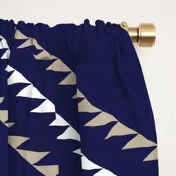 Blackout Window Curtains, Southwestern Geometric, Navy White Beige, One Piece Panel, Boho Rustic Cabin Decor, Desert Vibes - thumbnail 2