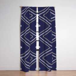Blackout Window Curtains, Southwestern Geometric, Navy White Beige, One Piece Panel, Boho Rustic Cabin Decor, Desert Vibes - thumbnail 3