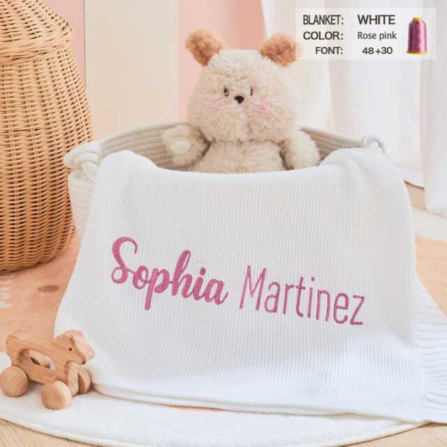 Custom Name Embroidered Baby Blanket Soft Cotton Newborn Baptism Keepsake - image 1