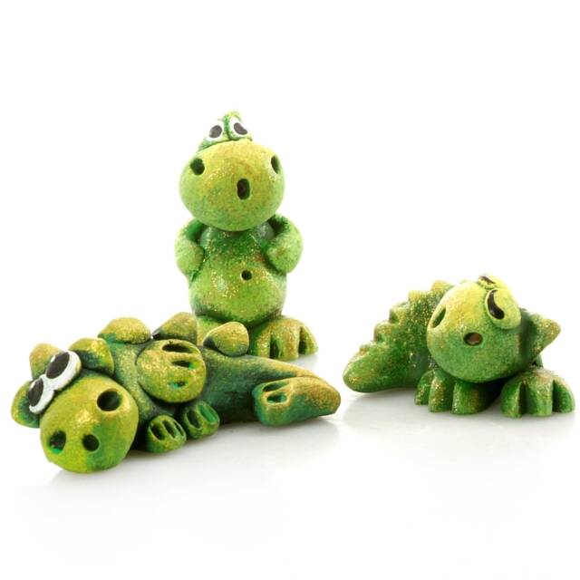Hand Sculptured Mini Ceramic Dragon Family - Gift Boxed - image 1
