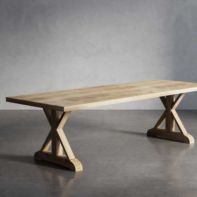 Solid Oak Dining Table With Wooden Farmhouse Legs - Durable Hardwood 028 - image 1