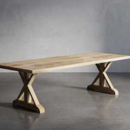 Solid Oak Dining Table With Wooden Farmhouse Legs - Durable Hardwood 028 - thumbnail 4