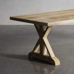 Solid Oak Dining Table With Wooden Farmhouse Legs - Durable Hardwood 028 - thumbnail 3
