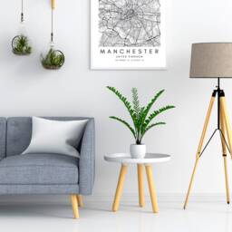Manchester Map Art Print Minimalist Black & White UK City - thumbnail 2