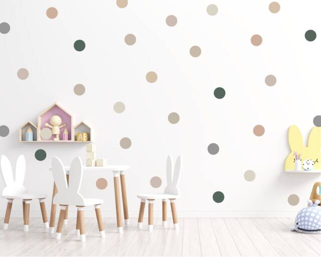 Neutral Polka Dot Wall Stickers Earth Tone Nursery Decor - image 1