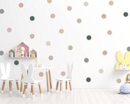 Neutral Polka Dot Wall Stickers Earth Tone Nursery Decor - thumbnail 1