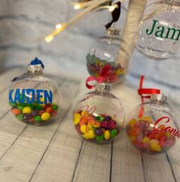 Christmas Baubles Personalised With Name. Fillable Xmas Tree Decoration. Gift - thumbnail 1