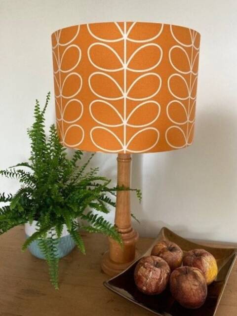Linear Stem Papaya Orange Luxury Lampshade. Bespoke. Handmade Table Or Pendant Shades in 20cm, 30cm Or 40cm - image 1