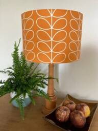 Linear Stem Papaya Orange Luxury Lampshade. Bespoke. Handmade Table Or Pendant Shades in 20cm, 30cm Or 40cm