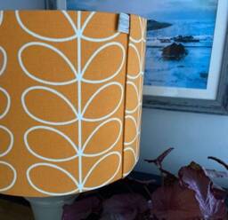 Linear Stem Papaya Orange Luxury Lampshade. Bespoke. Handmade Table Or Pendant Shades in 20cm, 30cm Or 40cm - thumbnail 2