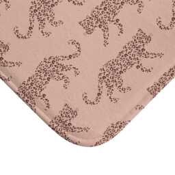 Plush Bath Mat, Leopard Parade, Sable Red Blush Pink, Jungle Cats, Safari Decor, Bathroom Rug, Animal Print Home Kids Room, Cheetah - thumbnail 3