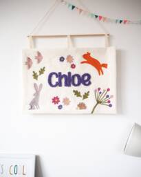 Woodland Animal Personalised Custom Wall Hanging For Baby's Nursery