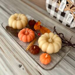 Fall Candles - Autumn Candle Pine Cone Pumpkin Thanksgiving - thumbnail 2