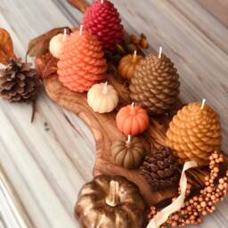 Fall Candles - Autumn Candle Pine Cone Pumpkin Thanksgiving - thumbnail 3