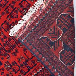 Handmade Red Afghan Wool Rug 5x7 Oriental Bukhara Design - thumbnail 4