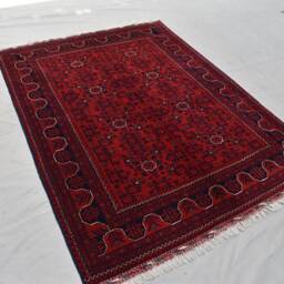 Handmade Red Afghan Wool Rug 5x7 Oriental Bukhara Design - thumbnail 2