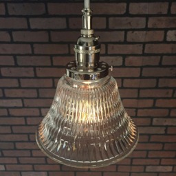 "Industrial Pendant Light -Chrome 6 1/2"" Hyalophane Glass Bell With Patented ""Huila" - thumbnail 3