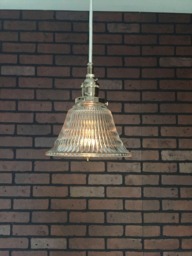 "Industrial Pendant Light -Chrome 6 1/2"" Hyalophane Glass Bell With Patented ""Huila"