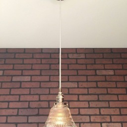 "Industrial Pendant Light -Chrome 6 1/2"" Hyalophane Glass Bell With Patented ""Huila" - thumbnail 2