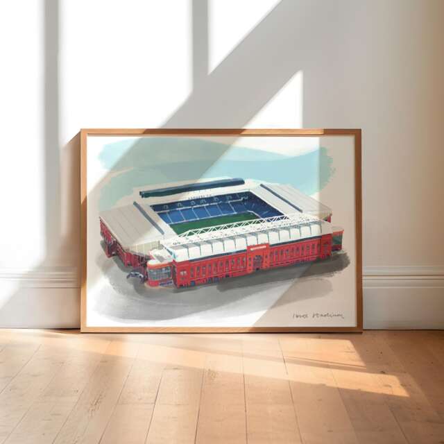 Ibrox Stadium Art Print Rangers Fc Gift - image 1