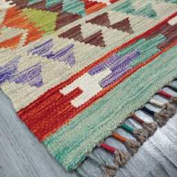 Classic Runner Rug, Handmade Artisan Afghan Turkish Scandinavian Navajo Bohemian Wool Flatweave Multicolour Kilim Rug 205x61 cm - thumbnail 3