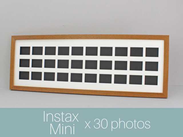 Instax Mini Multi Aperture Wooden Frame. Holds Thirty Sized Photos. 25x75cm. Portrait Or Landscape. Shows Photo Only - Not Border - image 1