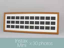 Instax Mini Multi Aperture Wooden Frame. Holds Thirty Sized Photos. 25x75cm. Portrait Or Landscape. Shows Photo Only - Not Border - thumbnail 1