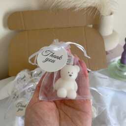 Mini Bear Candle Baby Shower Favor, Teddy Party Gift, Handmade Decoration, Gender Reveal Candle, Small Gift For Guests - thumbnail 2