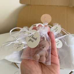 Mini Bear Candle Baby Shower Favor, Teddy Party Gift, Handmade Decoration, Gender Reveal Candle, Small Gift For Guests - thumbnail 1