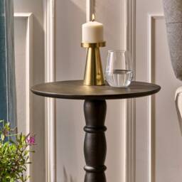 "Classic Black Round Side Table From Mango Wood " - thumbnail 2