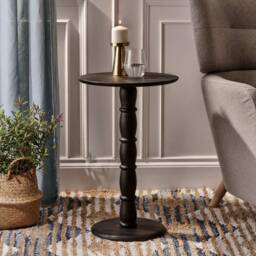 "Classic Black Round Side Table From Mango Wood " - thumbnail 1