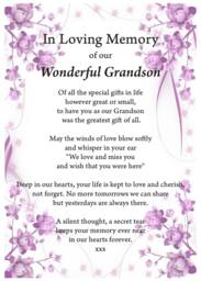 Grandson in Loving Memory Print, Funeral Poem, Missing You, Bereavement, Heaven Grief Grandson Heaven - thumbnail 1