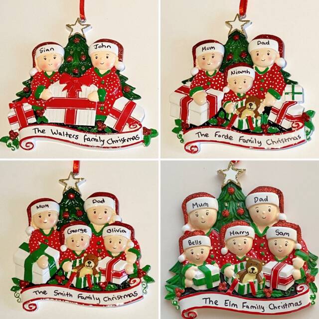 Personalised Family Christmas Tree Decoration, Personalised Decoration Of 2, 3, 4 Or 5 - image 1