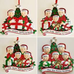 Personalised Family Christmas Tree Decoration, Personalised Decoration Of 2, 3, 4 Or 5 - thumbnail 1