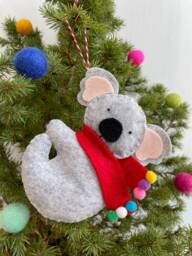 Handmade Felt Koala Christmas Ornament - Australian Animal Bauble