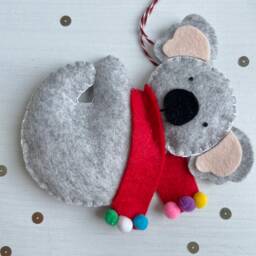 Handmade Felt Koala Christmas Ornament - Australian Animal Bauble - thumbnail 3