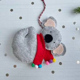 Handmade Felt Koala Christmas Ornament - Australian Animal Bauble - thumbnail 2