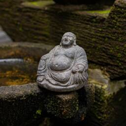 Laughing Buddha 4 Inch/10 cm, Jizo Sculpture, Home Decor, Gift For Mom, Zen Buddha, Children Guardian, Traveler Guardian - thumbnail 3
