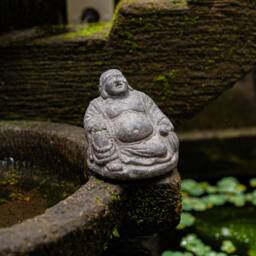 Laughing Buddha 4 Inch/10 cm, Jizo Sculpture, Home Decor, Gift For Mom, Zen Buddha, Children Guardian, Traveler Guardian - thumbnail 4