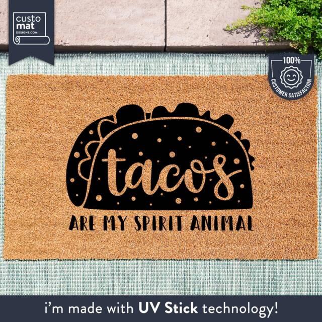 Tacos Are My Spirit Animal - Custom Coir Doormat Funny Welcome Mat Gift Fast Food Junk Housewarming - image 1