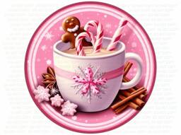 Pink Cocoa Christmas Sign, Wreath Sweet Christmas Xmas, Wreath, Drink, Pink Sign - thumbnail 1