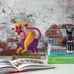 Mystic Cat-Lioness - Handmade Felt Sculpture, Oriental Fantasy Creature, Whimsical Textile Art - thumbnail 2