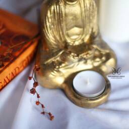 Buddha Concrete Tea Light Holder, Philosopher Candle Buddhism, Shrine, Altar, Yoga, Meditation Gift, Gold - thumbnail 2