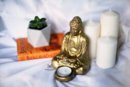 Buddha Concrete Tea Light Holder, Philosopher Candle Buddhism, Shrine, Altar, Yoga, Meditation Gift, Gold