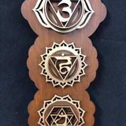 "Chakra Wooden Wall Art Laser Cut Birch Wood, Yoga Decor - 34"" X 6" - thumbnail 3