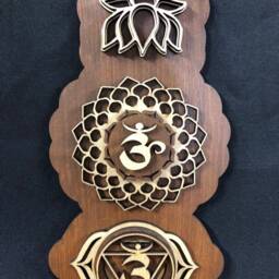 "Chakra Wooden Wall Art Laser Cut Birch Wood, Yoga Decor - 34"" X 6" - thumbnail 2